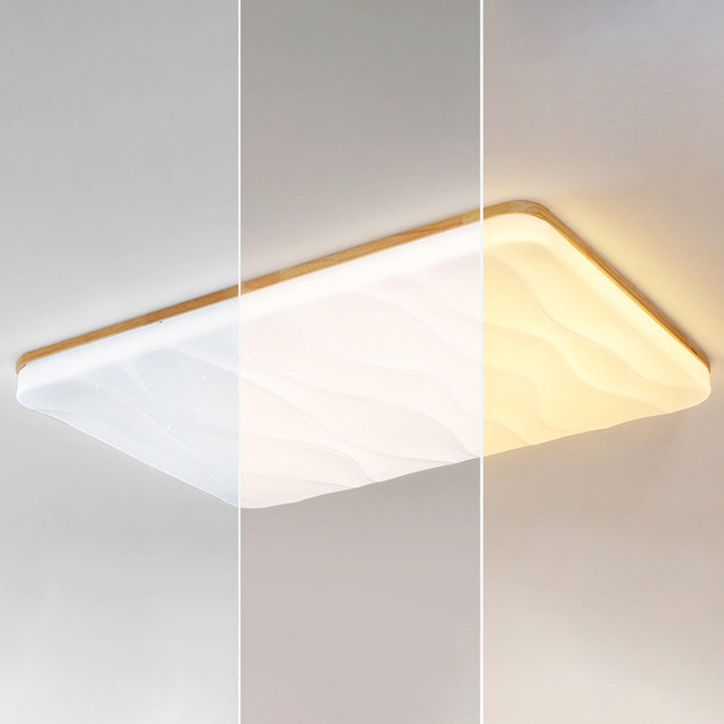 Modern Rectangle Ceiling Light Wood 1 Light LED Flush Mount Light for Bedroom