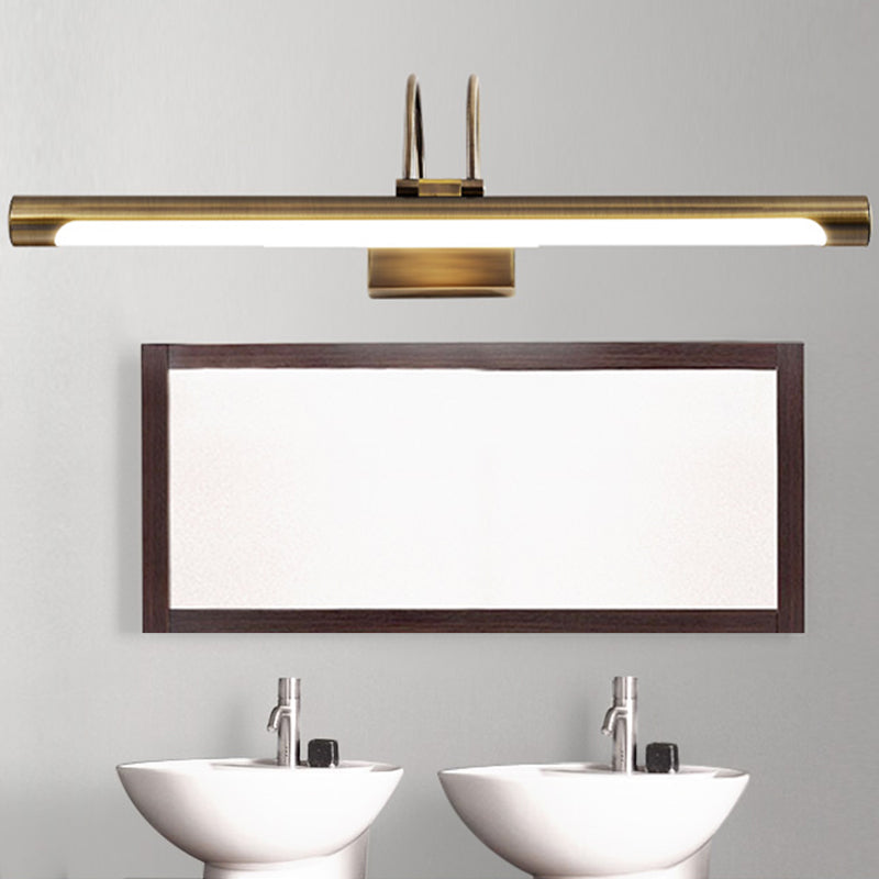 Metal Linear Shape Mirror Wall Lighting Modern 1 Light Mirror Wall Mount Fixture in Nickel