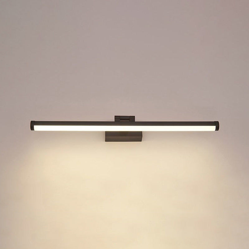 Metal Linear Shape Mirror Wall Lighting Modern 1 Light Mirror Wall Mount Fixture in Black