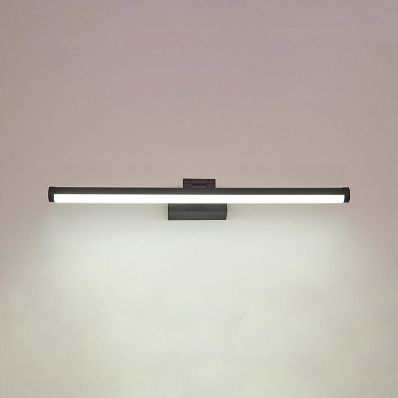 Metal Linear Shape Mirror Wall Lighting Modern 1 Light Mirror Wall Mount Fixture in Black