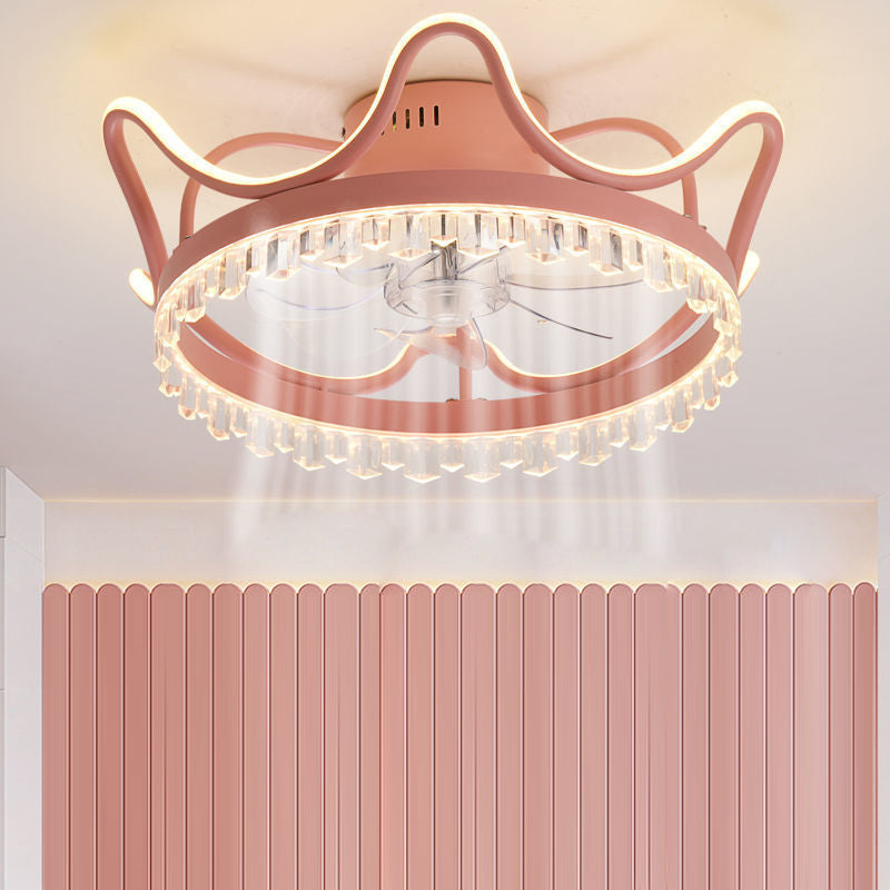 2 Light Ceiling Fan Light Modern Style Metal Ceiling Fan Light for Children's Room