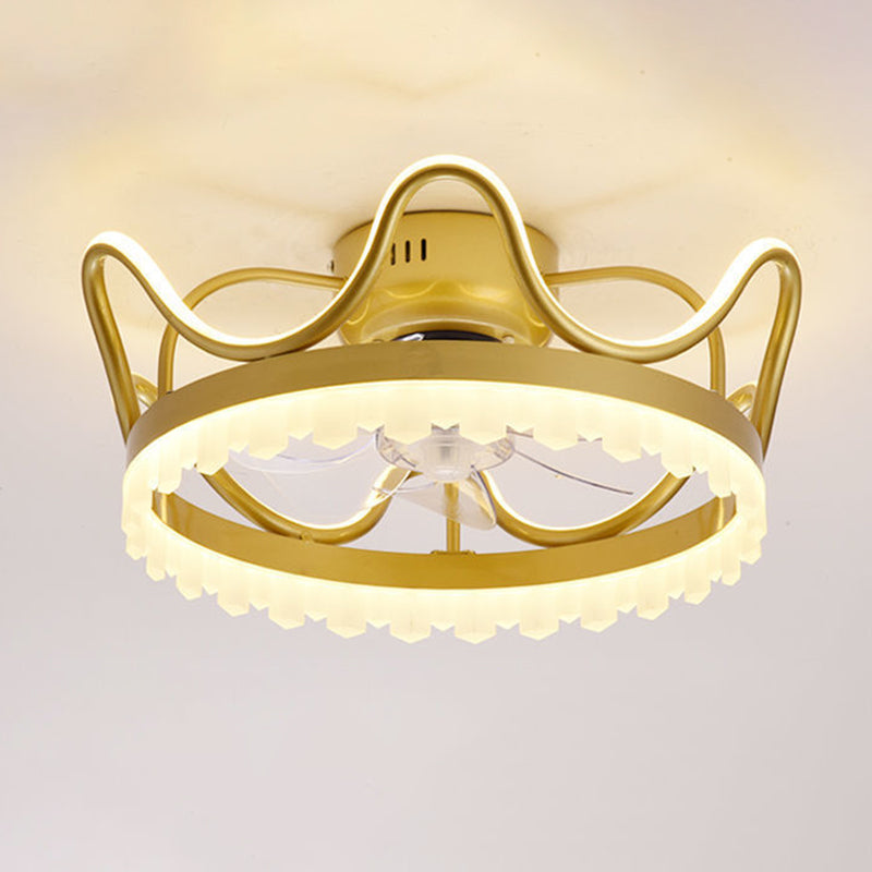 2 Light Ceiling Fan Light Modern Style Metal Ceiling Fan Light for Children's Room