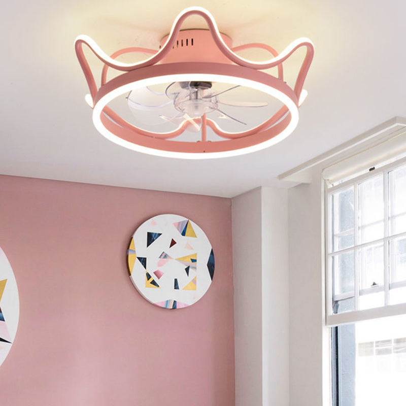 2 Light Ceiling Fan Light Modern Style Metal Ceiling Fan Light for Children's Room