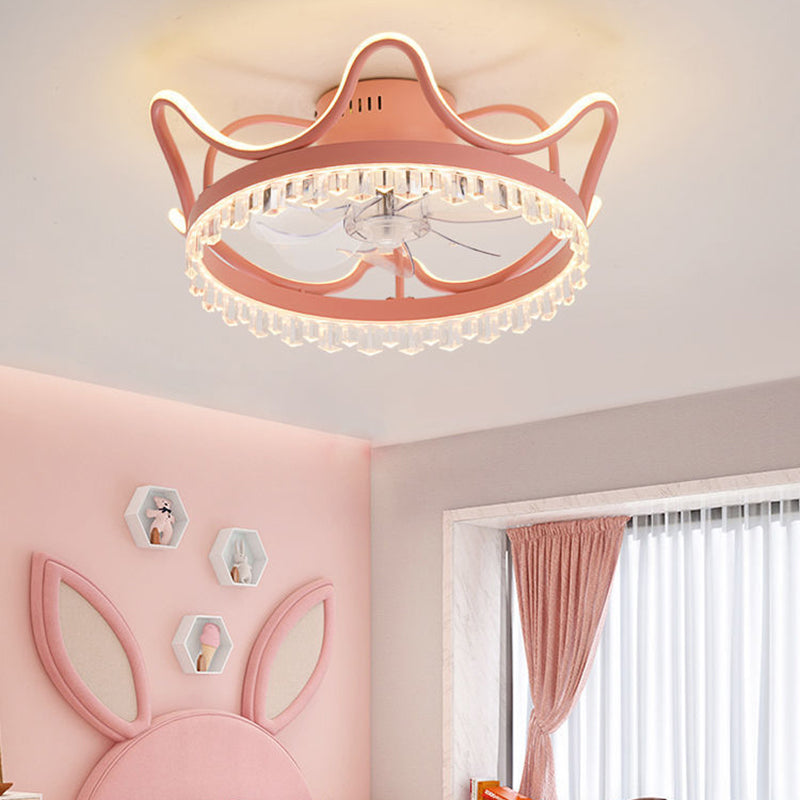 2 Light Ceiling Fan Light Modern Style Metal Ceiling Fan Light for Children's Room