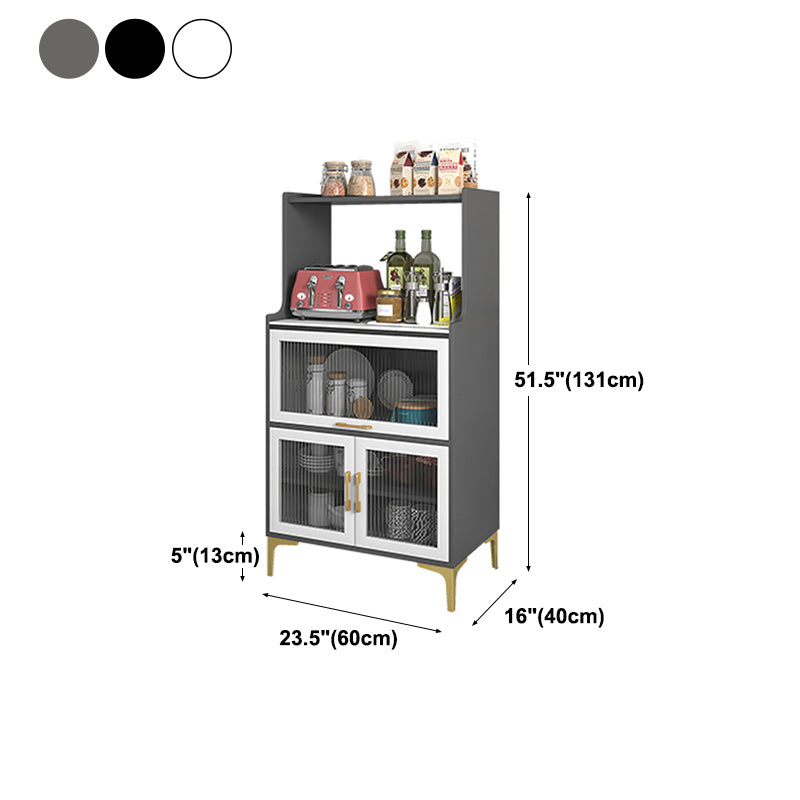 Sintered Stone Countertop Dining Server Manufactured Wood Kitchen Server with Glass Doors