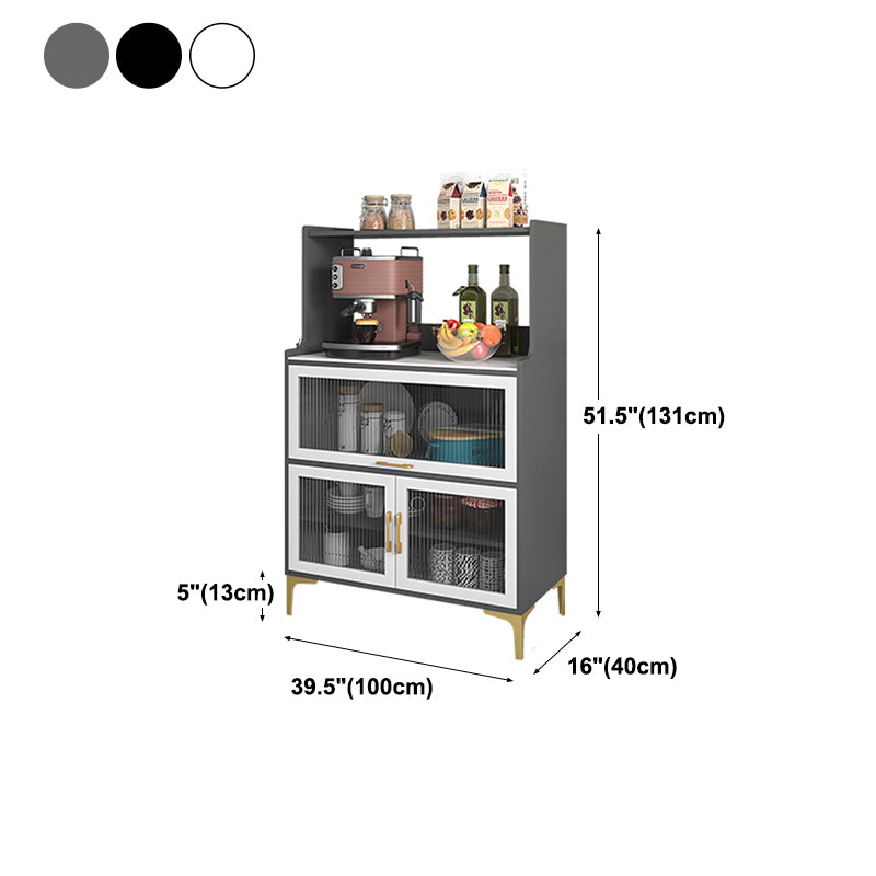 Sintered Stone Countertop Dining Server Manufactured Wood Kitchen Server with Glass Doors