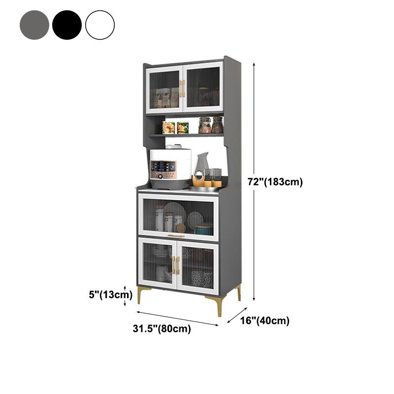 Sintered Stone Countertop Dining Server Manufactured Wood Kitchen Server with Glass Doors