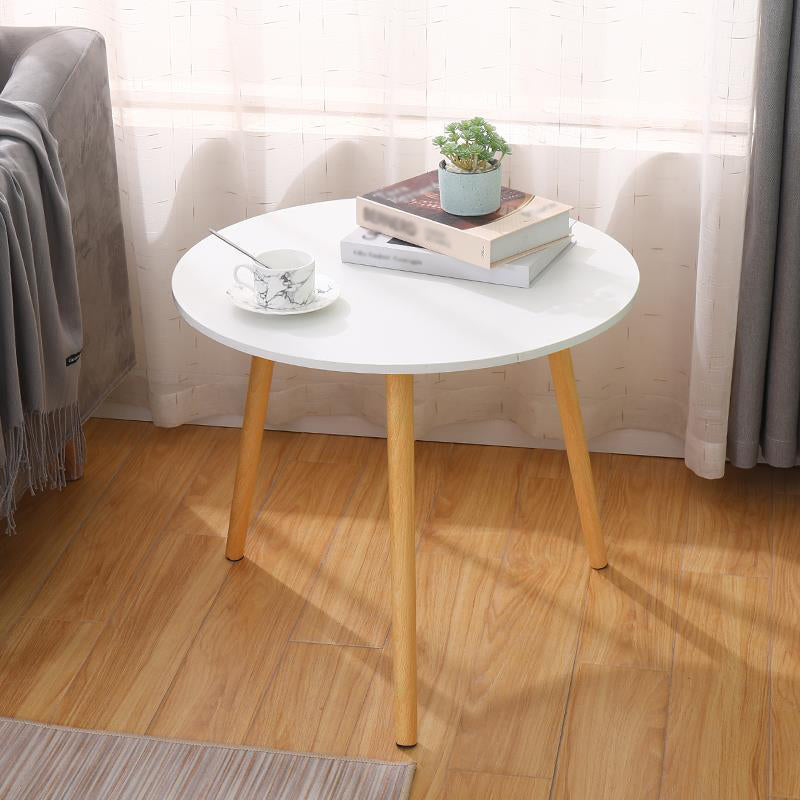 Farmhouse Round Wood Table Top Side Table with Three Wooden Legs