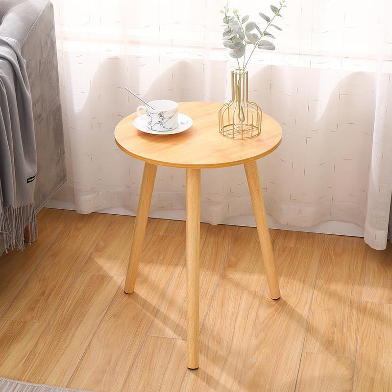 Farmhouse Round Wood Table Top Side Table with Three Wooden Legs