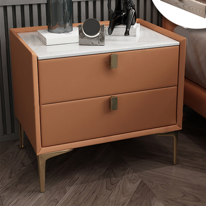 2 Drawer Solid Wood Modern Night Table Drawer Storage Bed Nightstand