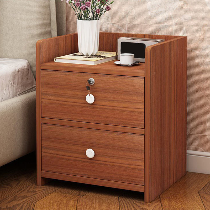 1-Drawer/2-Drawer Wood Nightstand 15.7" Tall Nightstand in Brown/ White/Natural