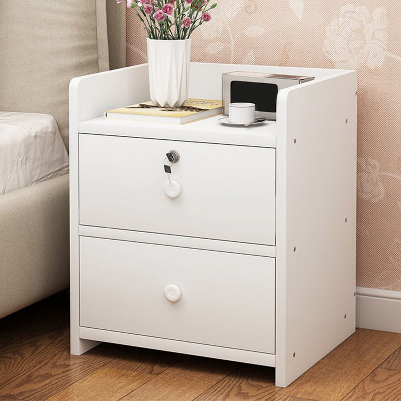 1-Drawer/2-Drawer Wood Nightstand 15.7" Tall Nightstand in Brown/ White/Natural