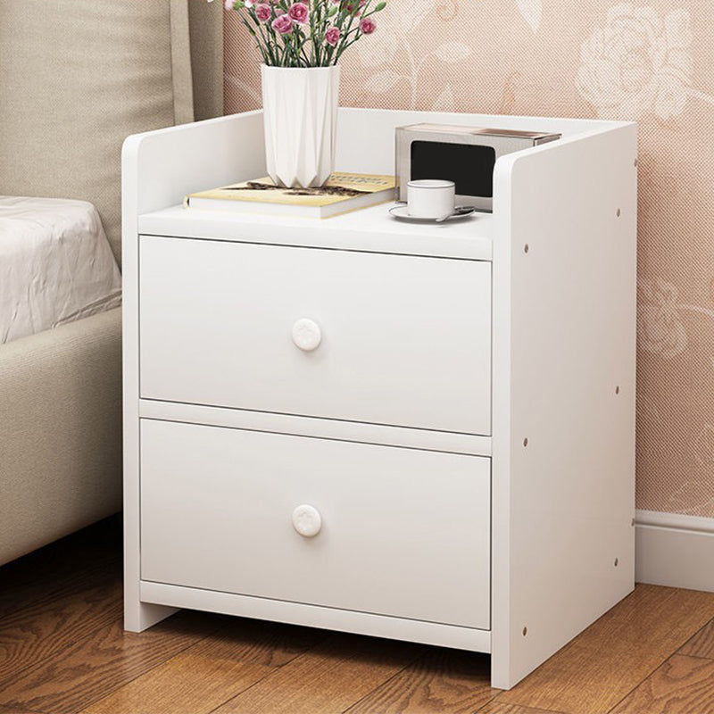 1-Drawer/2-Drawer Wood Nightstand 15.7" Tall Nightstand in Brown/ White/Natural