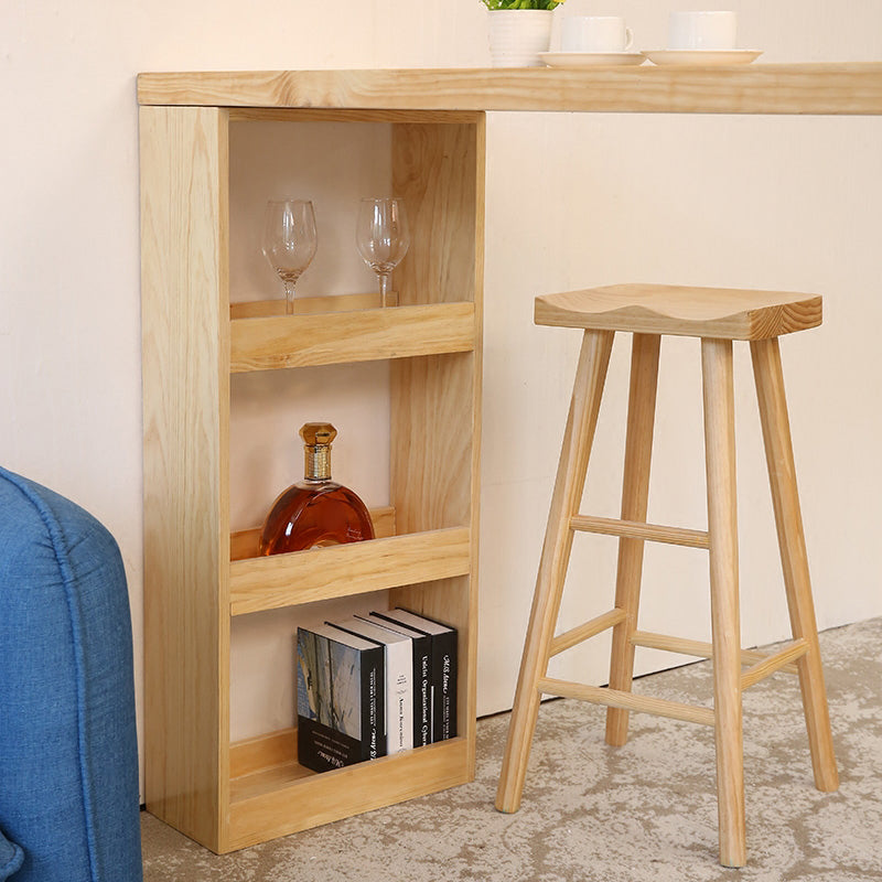 Living Room Cocktail Bar Table Modern Double Pedestal Pub Height Dining Table in Natural