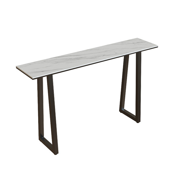 Rectangle Stone Bistro Accent Dining Table Industrial Sled Indoor Pub Table