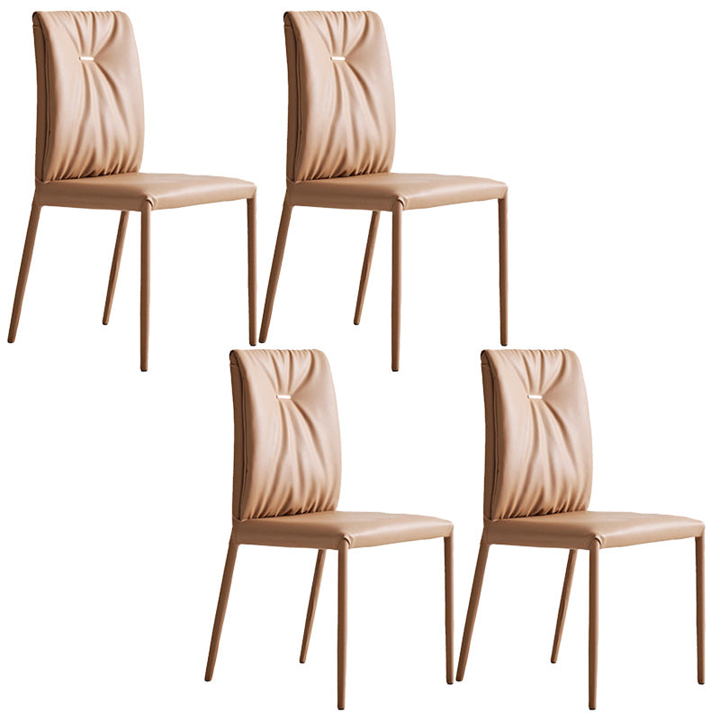 Modern Style Faux Leather Dining Chairs Metal Armless Dining Chair for Restaurant Use