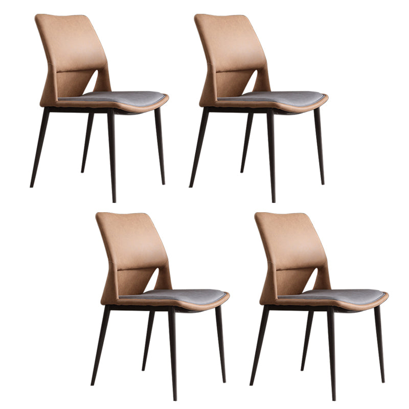 Modern Style Faux Leather Dining Chair Metal Armless Dining Chair for Restaurant Use