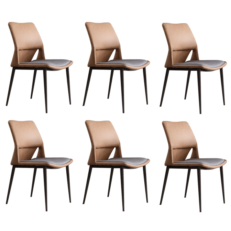 Modern Style Faux Leather Dining Chair Metal Armless Dining Chair for Restaurant Use