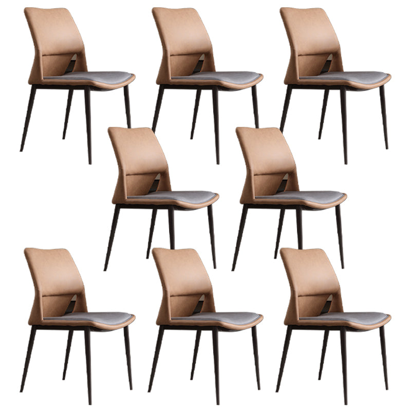 Modern Style Faux Leather Dining Chair Metal Armless Dining Chair for Restaurant Use