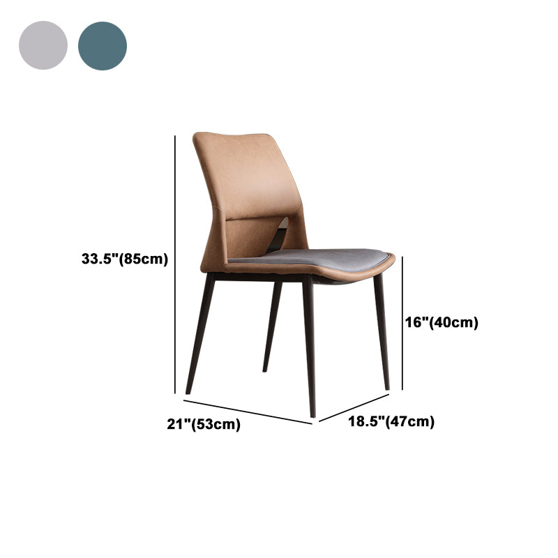 Modern Style Faux Leather Dining Chair Metal Armless Dining Chair for Restaurant Use