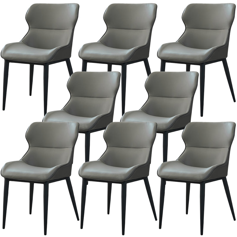 Modern Conference Room Wingback Side Chair Matte Finish Leather Dining Chair