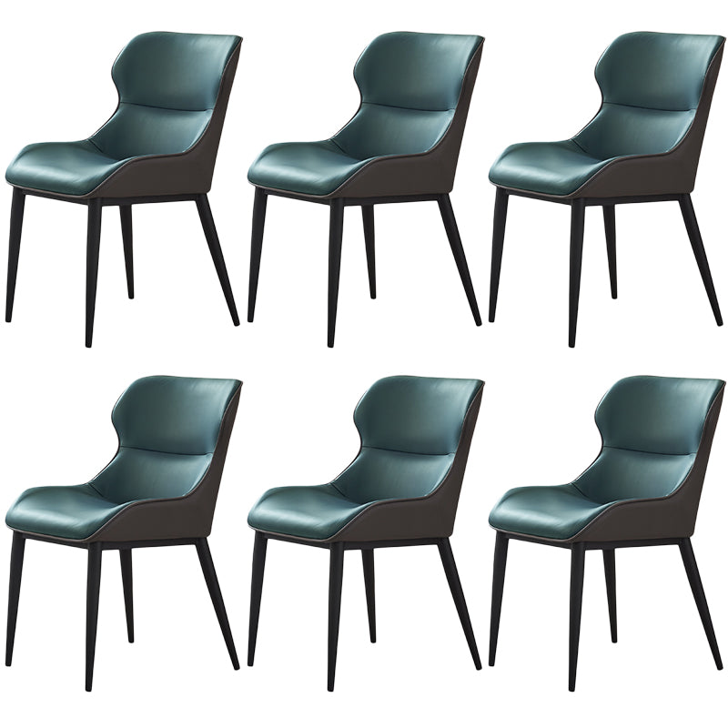 Modern Conference Room Wingback Side Chair Matte Finish Leather Dining Chair