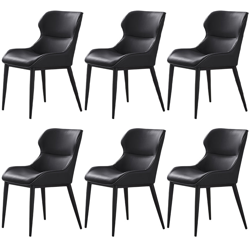 Modern Conference Room Wingback Side Chair Matte Finish Leather Dining Chair