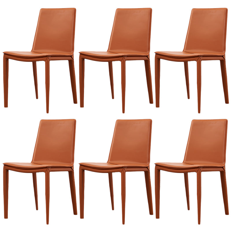 Meeting Room Solid Back Designer Style Side Chair Matte Finish Leather Dining Chair