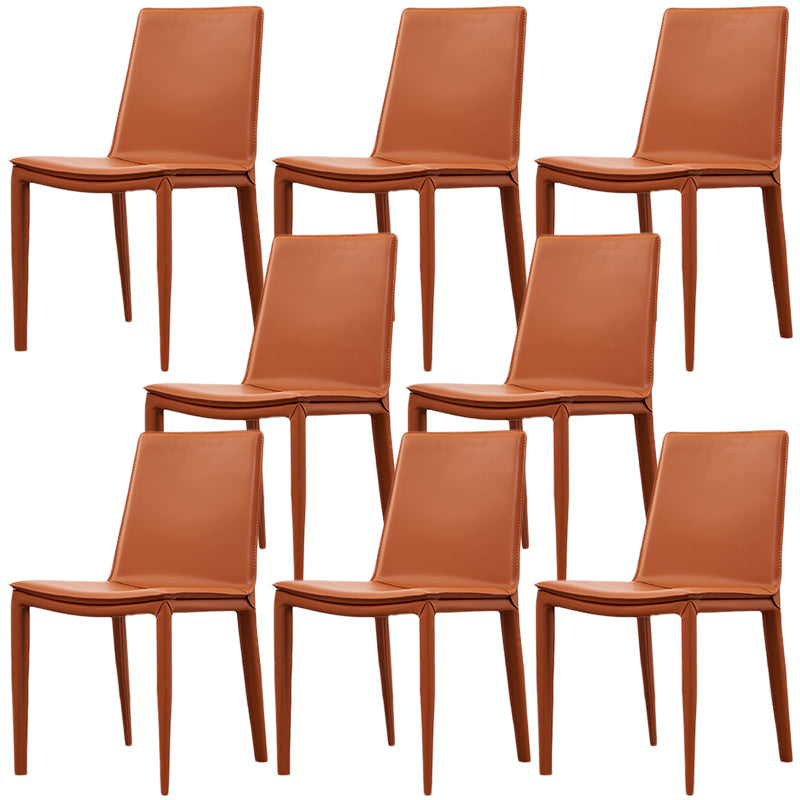 Meeting Room Solid Back Designer Style Side Chair Matte Finish Leather Dining Chair