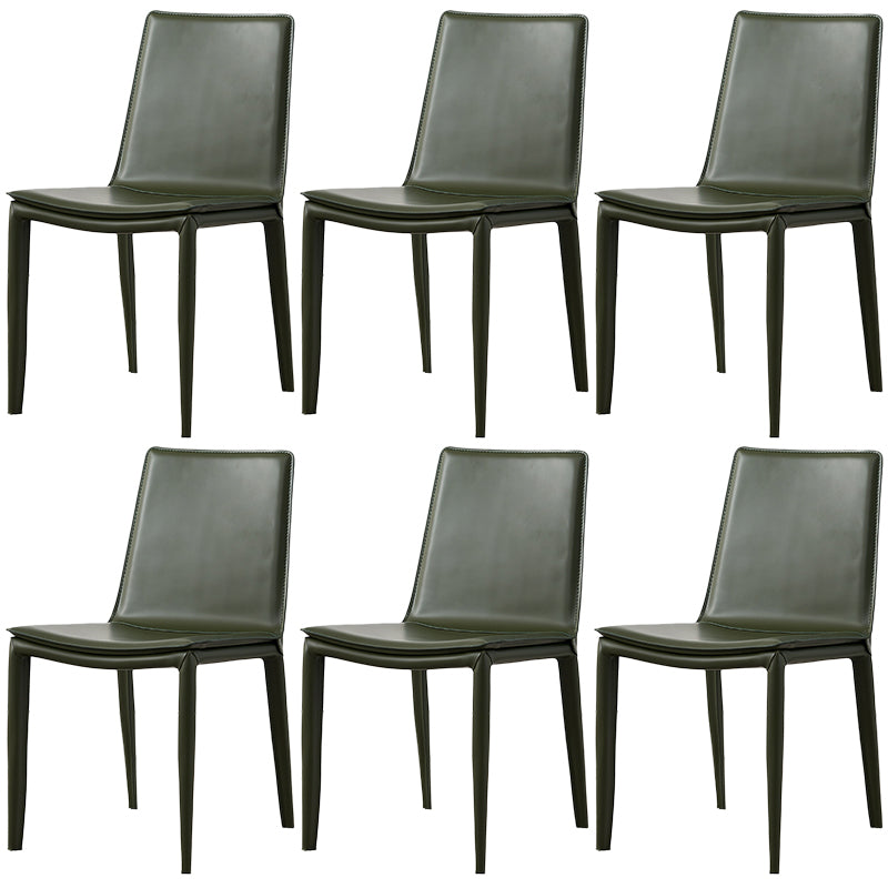 Meeting Room Solid Back Designer Style Side Chair Matte Finish Leather Dining Chair