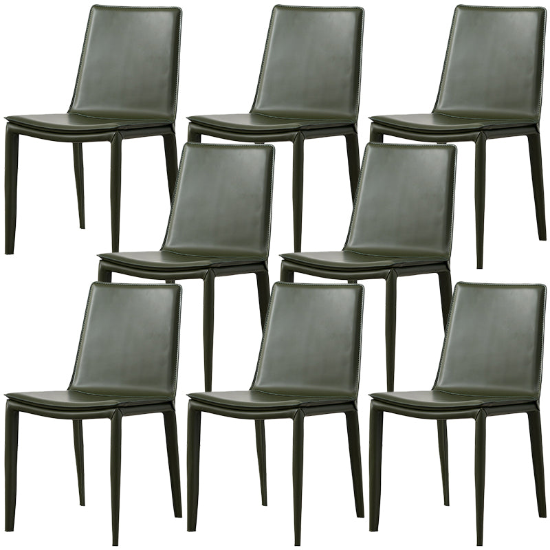 Meeting Room Solid Back Designer Style Side Chair Matte Finish Leather Dining Chair