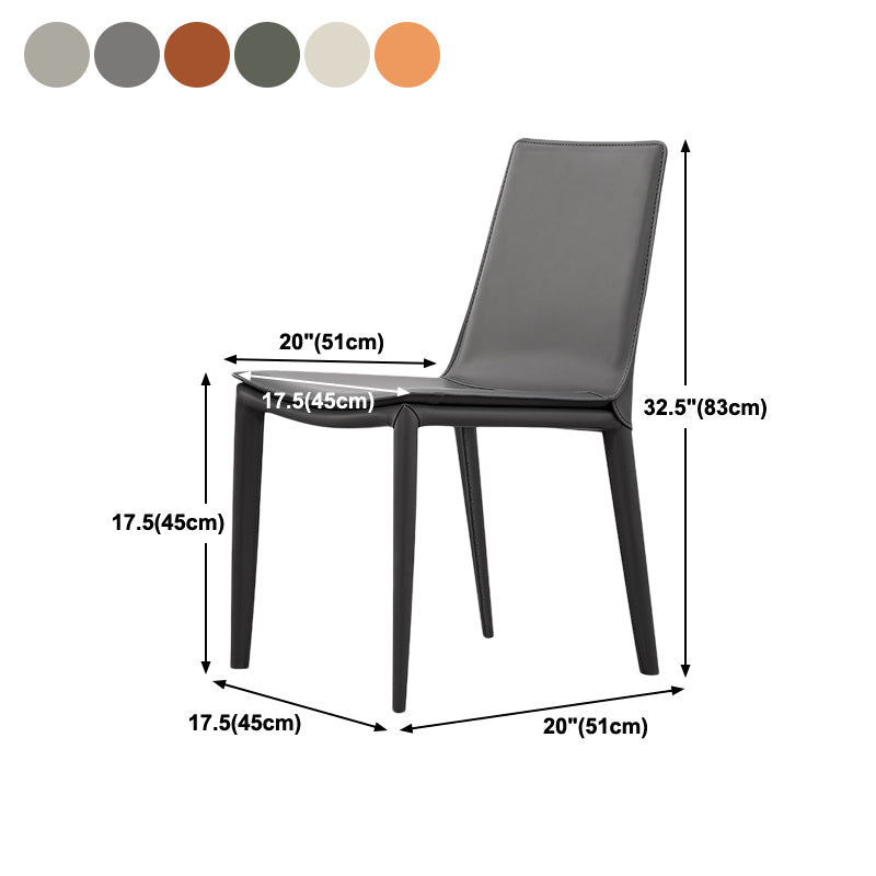 Meeting Room Solid Back Designer Style Side Chair Matte Finish Leather Dining Chair