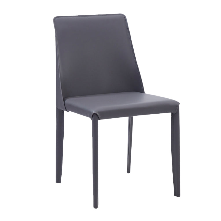 Home Solid Back Designer Style Side Chair Matte Finish Leather Dining Chair