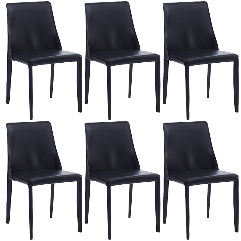 Home Solid Back Designer Style Side Chair Matte Finish Leather Dining Chair