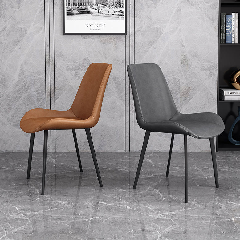 Coffee Shop Solid Back Glam Side Chair Matte Finish Faux Leather Dining Chairs