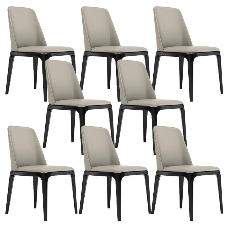 Contemporary Armless Dining Chairs Wood Parsons Furniture in Matte Finish