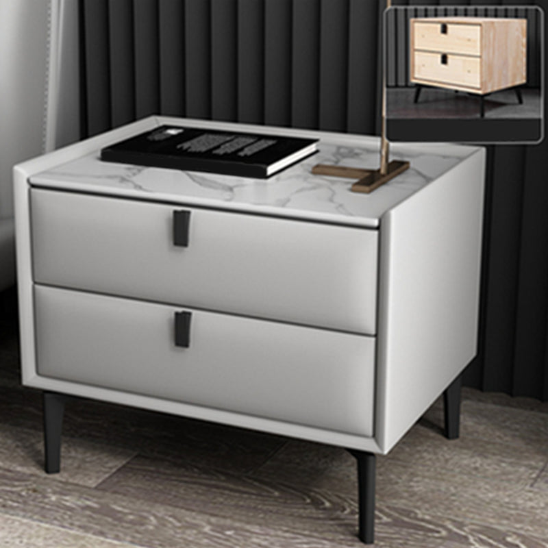 18.5" Tall 2 - Drawer Nightstand Modern Solid Wood Nightstand