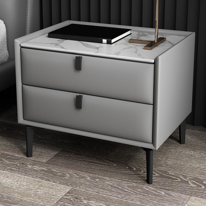 18.5" Tall 2 - Drawer Nightstand Modern Solid Wood Nightstand