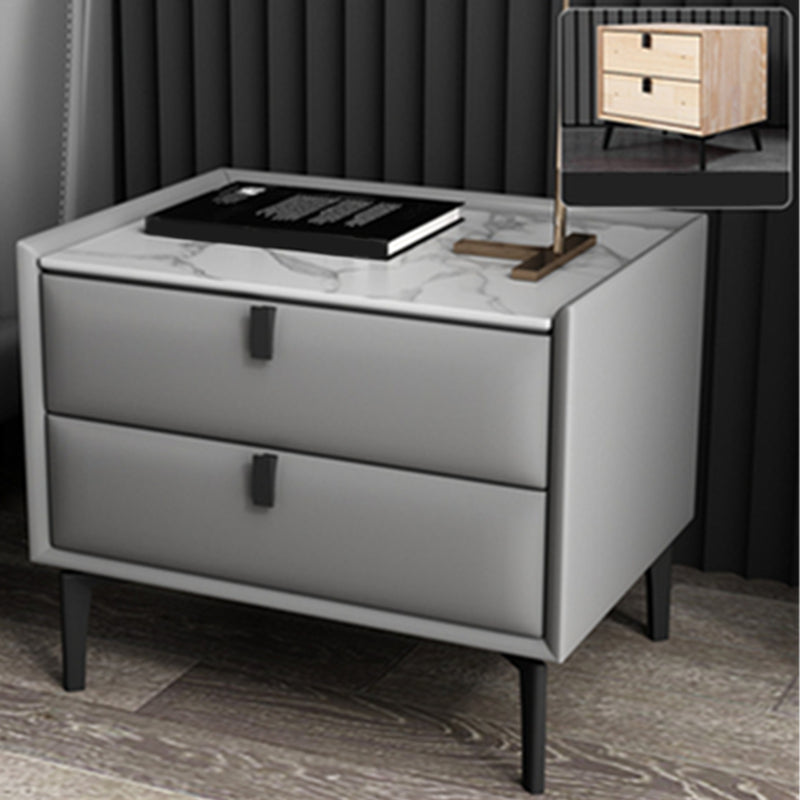 18.5" Tall 2 - Drawer Nightstand Modern Solid Wood Nightstand