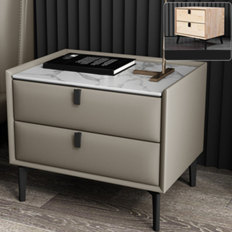 18.5" Tall 2 - Drawer Nightstand Modern Solid Wood Nightstand