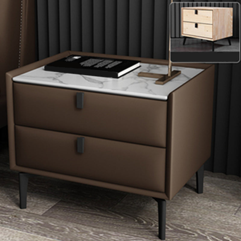 18.5" Tall 2 - Drawer Nightstand Modern Solid Wood Nightstand