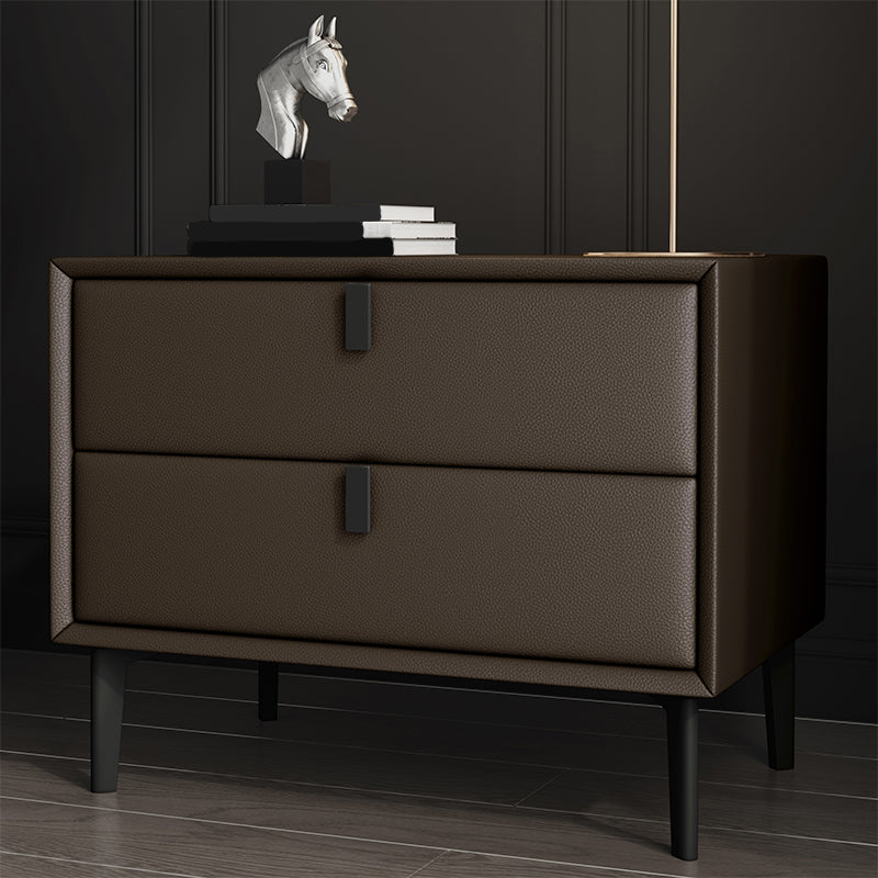 18.5" Tall 2 - Drawer Nightstand Modern Solid Wood Nightstand