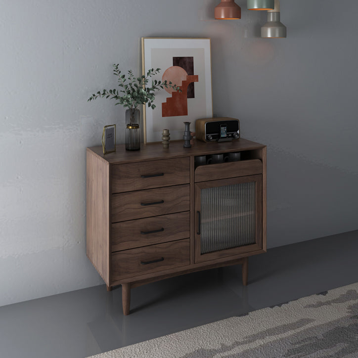 Modern Style Sideboard 32-inch Height Wood Cupboard for Living Room