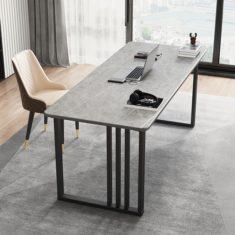 Modern Stone Top Office Desk Rectangular Desk with Metal Base