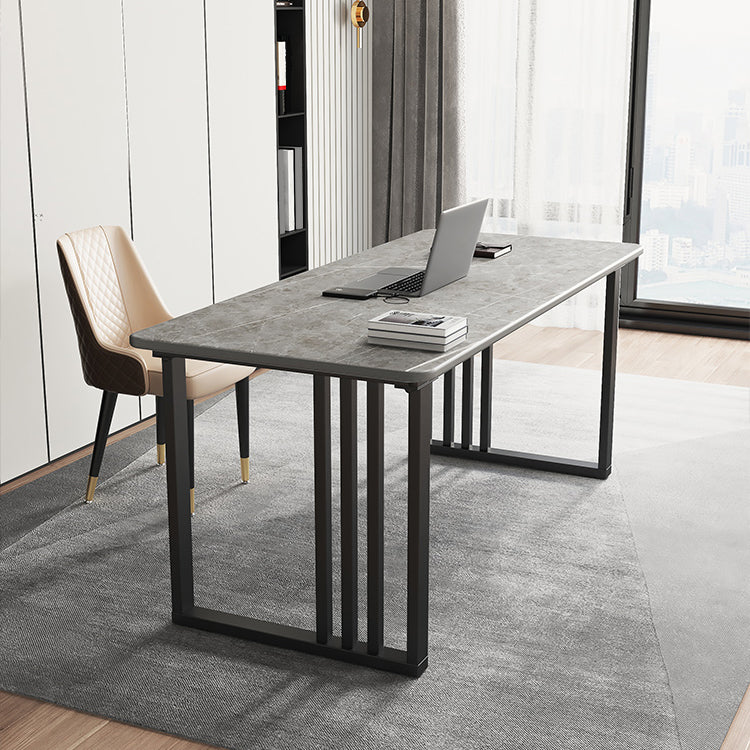 Modern Stone Top Office Desk Rectangular Desk with Metal Base