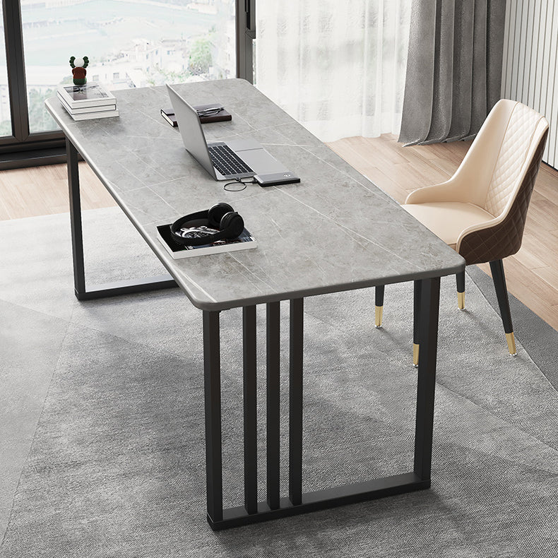 Modern Stone Top Office Desk Rectangular Desk with Metal Base