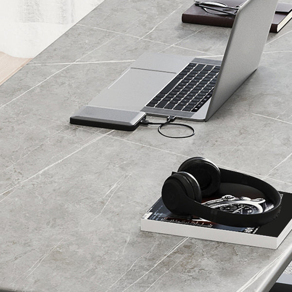 Modern Stone Top Office Desk Rectangular Desk with Metal Base