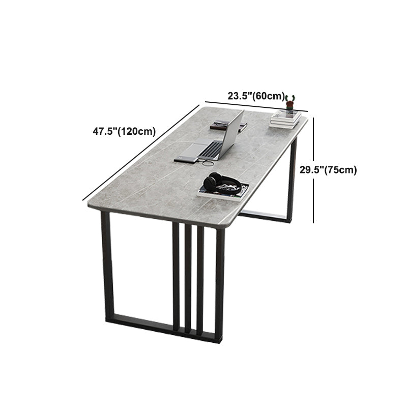 Modern Stone Top Office Desk Rectangular Desk with Metal Base