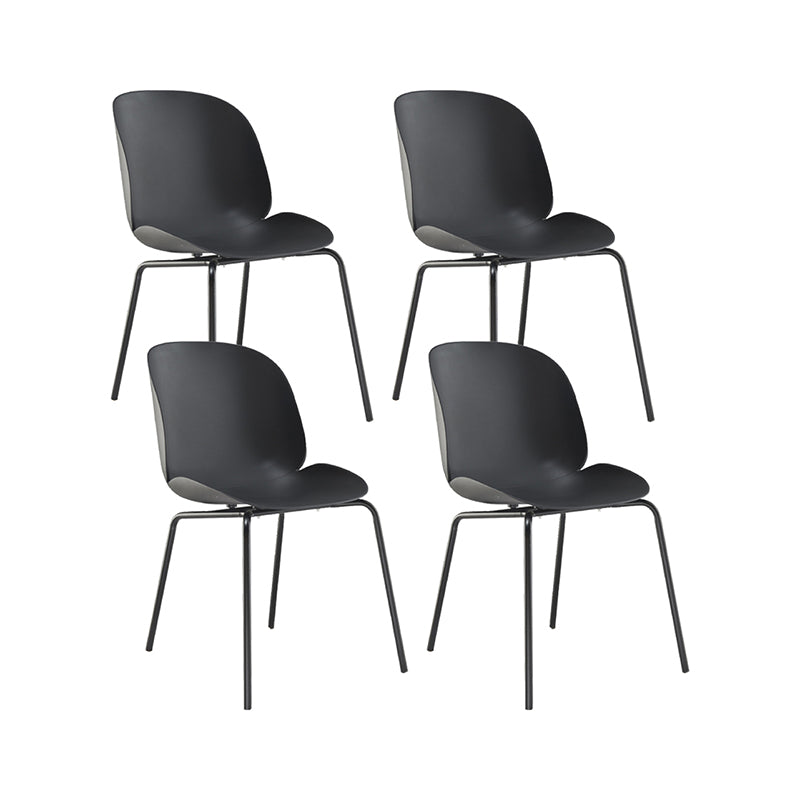 Armless Steel Base Conference Chair Plastic Back and Seat Chair