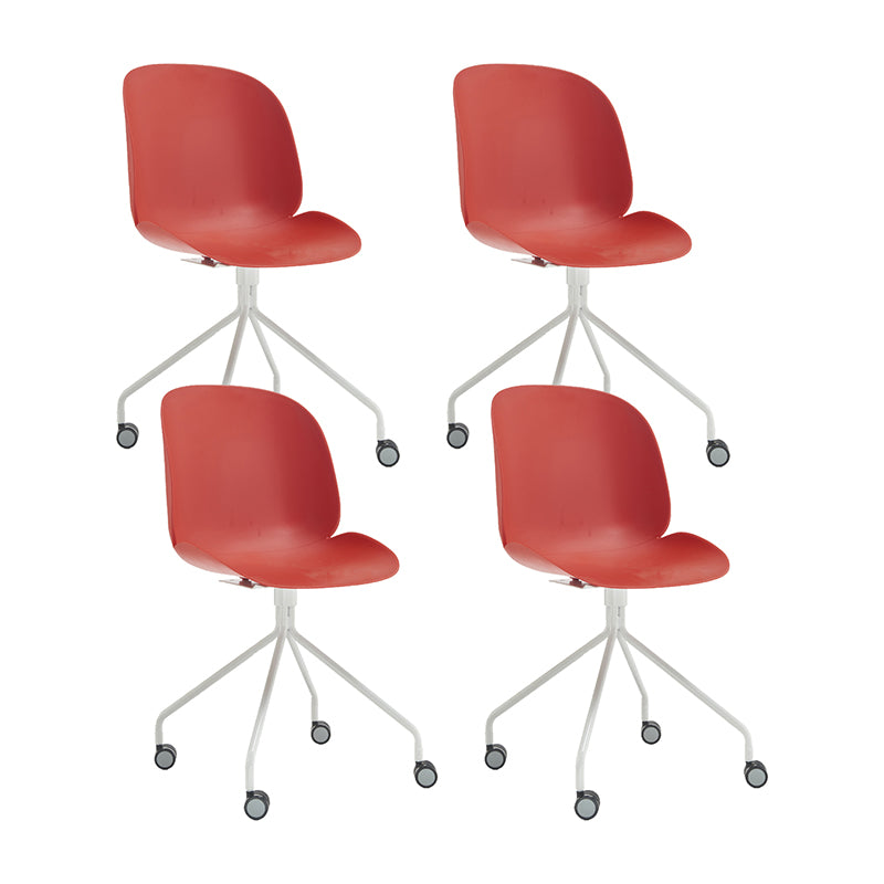 Armless Steel Base Conference Chair Plastic Back and Seat Chair